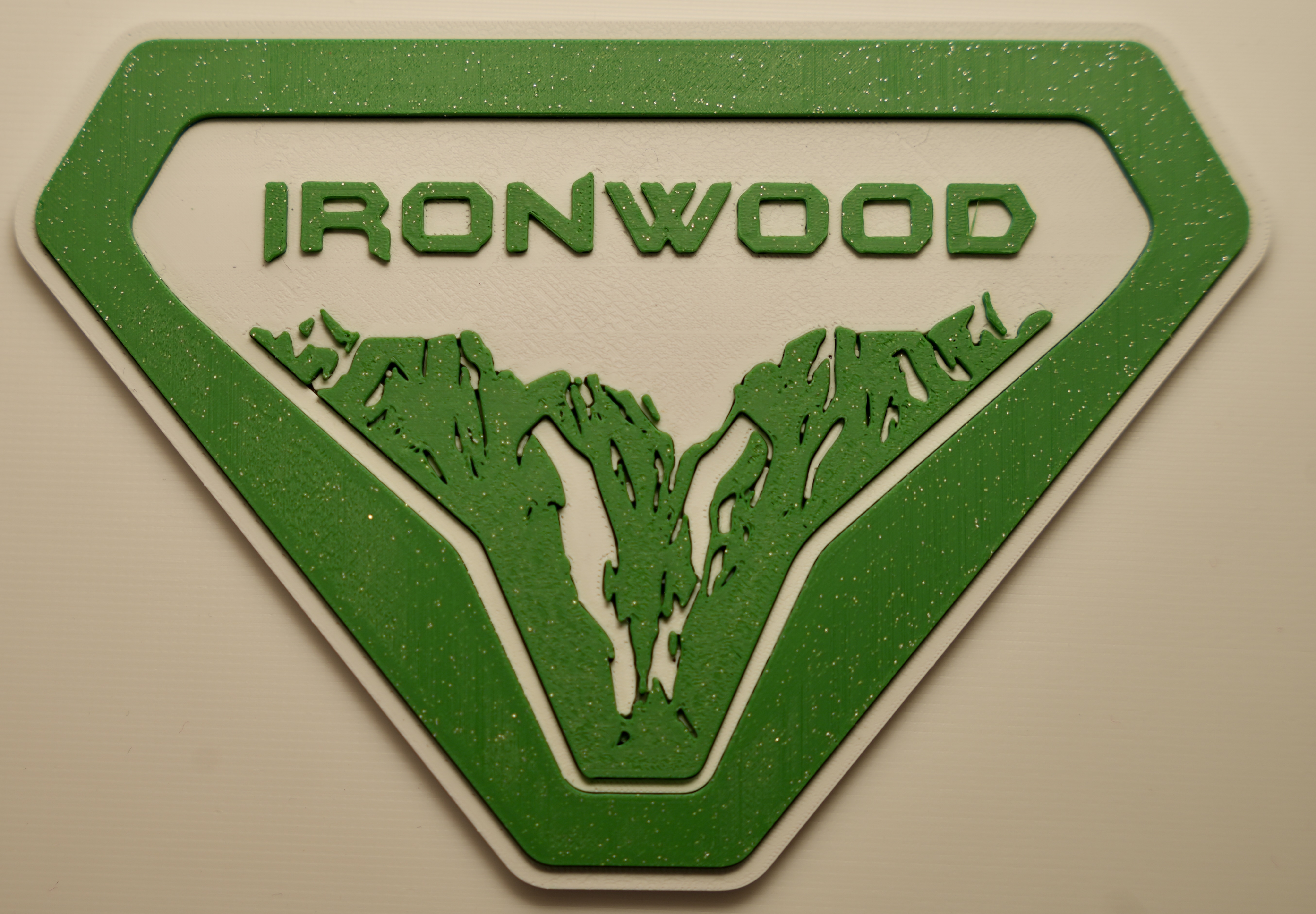 Galaxy green Ironwood custom 3D printed badge